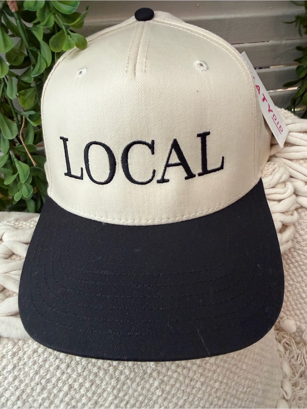Katydid LOCAL Two-Tone Baseball Cap in Cream and Black